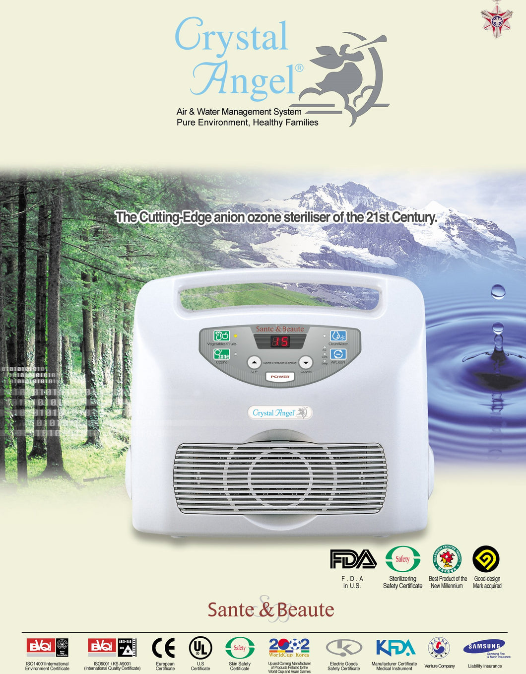 Crystal Angel® Steriliser & Ioniser (Air & Water Mgmt System)  臭氧杀菌离子器